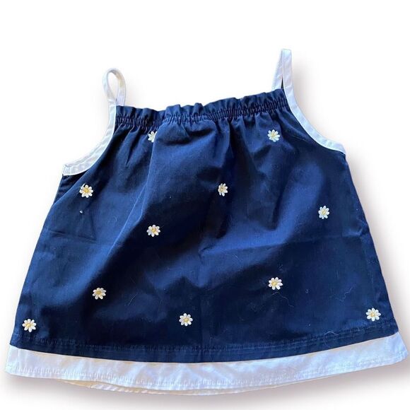 Vintage Navy Daisy Accented Tank Top - Picture 4 of 4